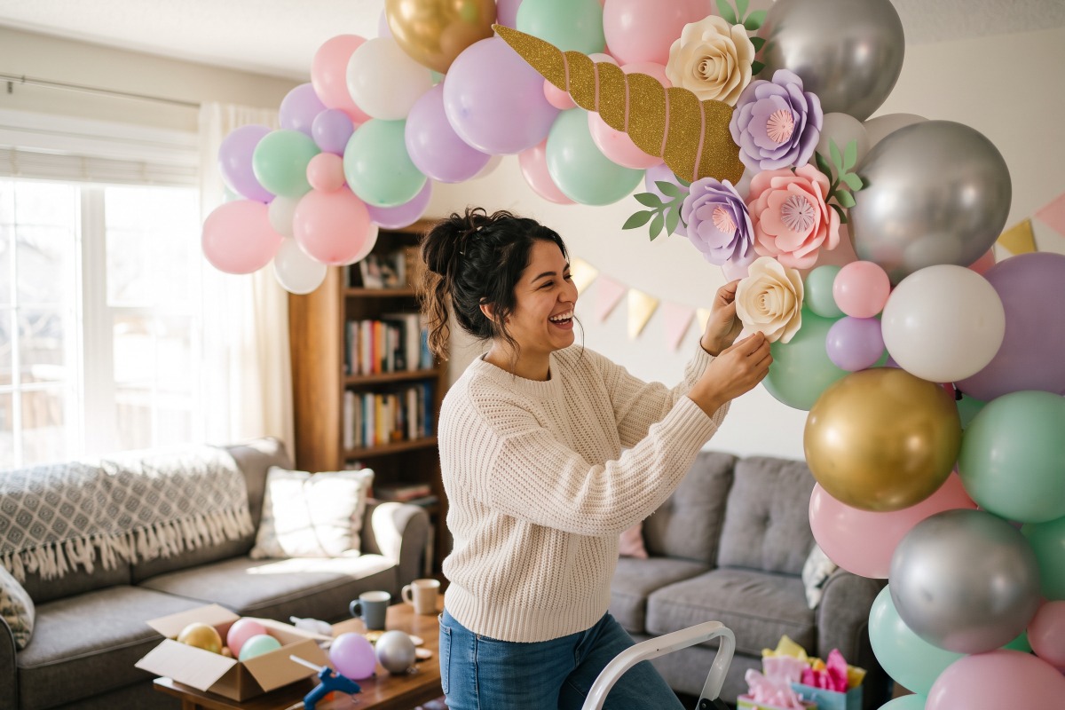 Decoración Mágica de Unicornios con Globos en Casa