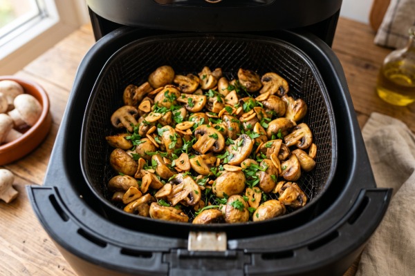 Champiñones al Ajillo en Air Fryer Rápidos y Aromáticos
